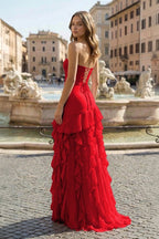 Fabiola red back view prom dress