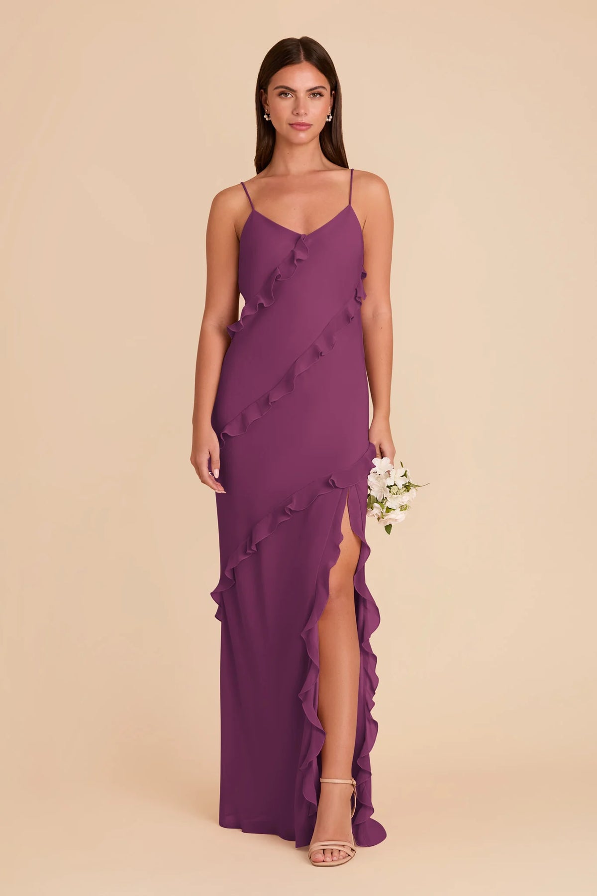 Vivienne Fig front view bridesmaid dress
