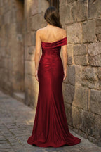 Dorothea Jade Burgundy back view prom dress