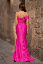 Dorothea Jade Fuchsia back view prom dress