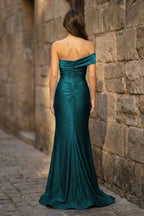 Dorothea Jade Peacock back view prom dress