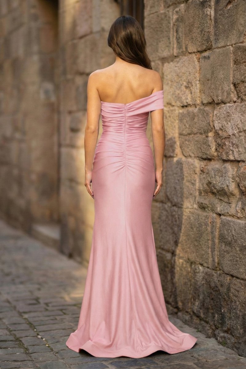 Dorothea Jade Rose Pink back view prom dress