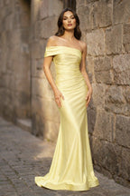 Dorothea Jade Yellow front view prom dress