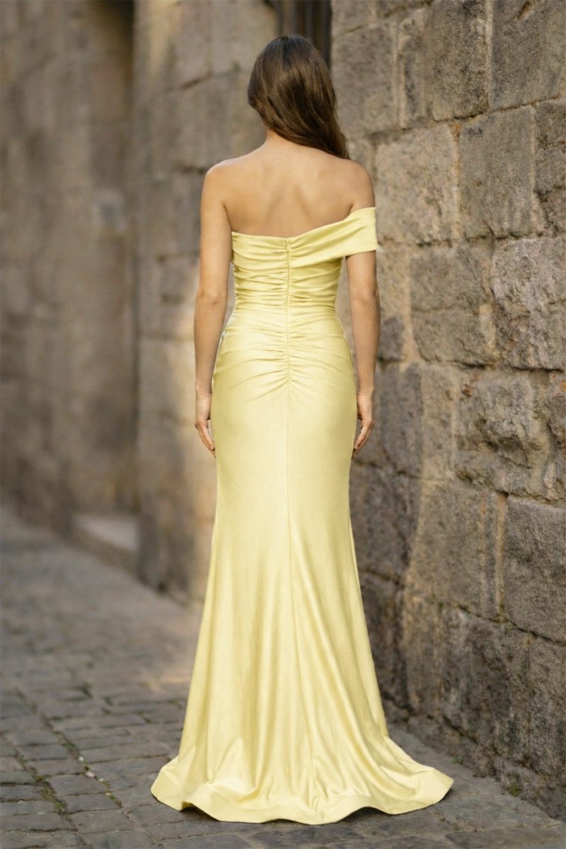 Dorothea Jade Yellow back view prom dress