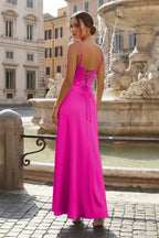 Evelina Wren Fuchsia back view prom dress