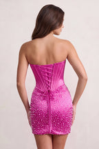 Yellow Sweetheart Sheath Satin Corset Homecoming Dress With Pearl