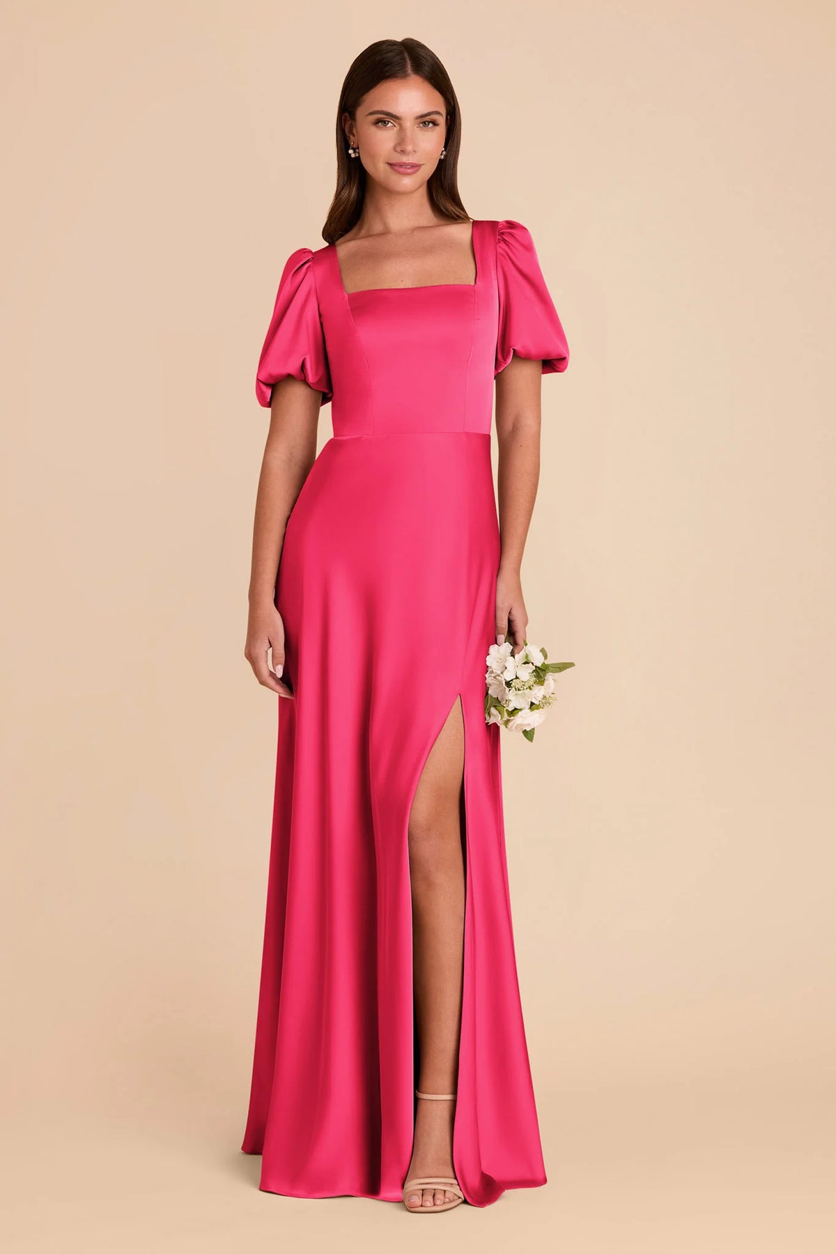 Selene Fuchsia front view bridesmaid dress