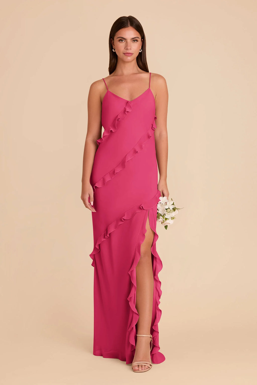 Vivienne Fuchsia front view bridesmaid dress