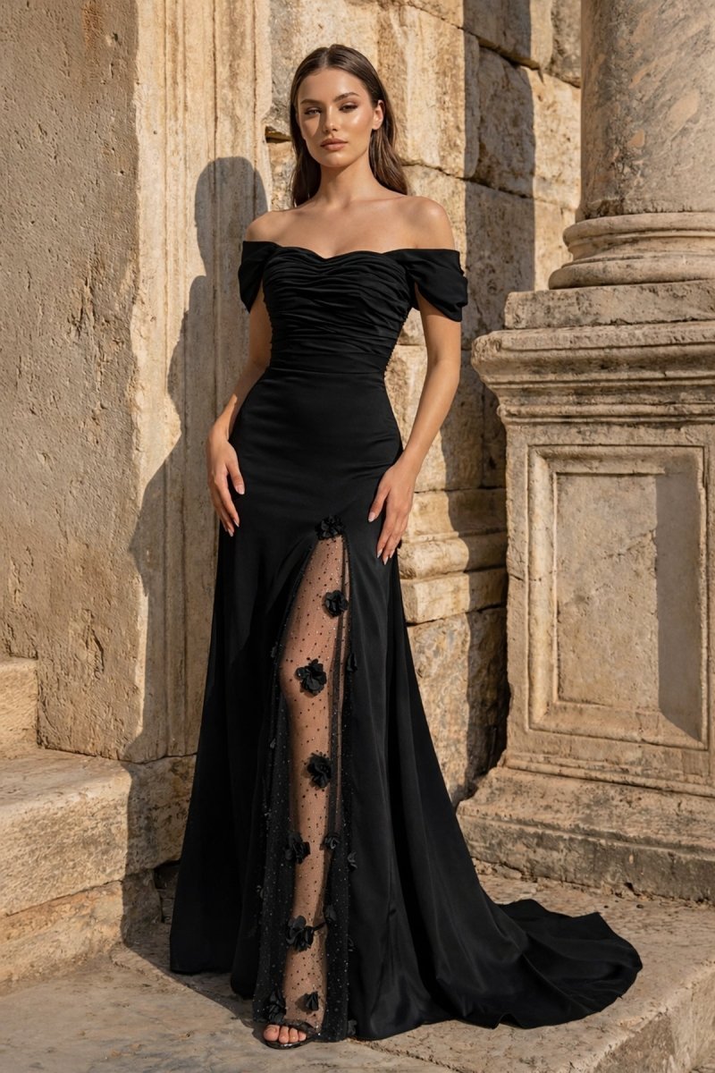 Briseis Black front view prom dress
