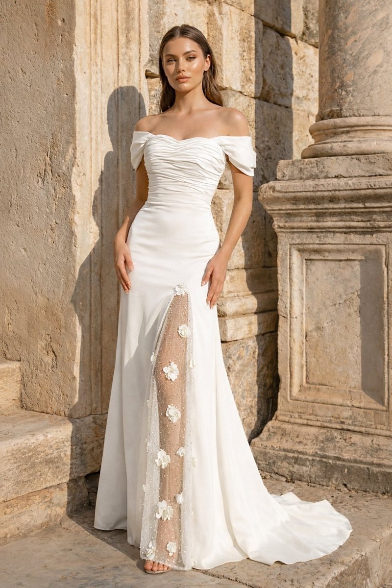Briseis White front view prom dress