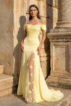 Briseis Yellow front view prom dress