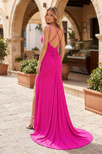 Burgundy Mermaid Evening Dress with V-Neck Neckline and Slit