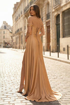 Mermaid Satin Long Formal Prom Gown with Slit