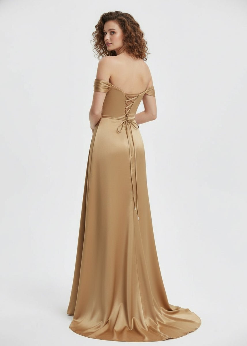 Mermaid Satin Long Formal Prom Gown with Slit