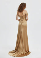 Mermaid Satin Long Formal Prom Gown with Slit