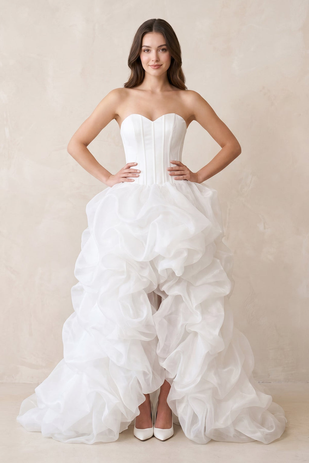 Diamond White Wedding Dress with Sweetheart Neckline and Floor Length