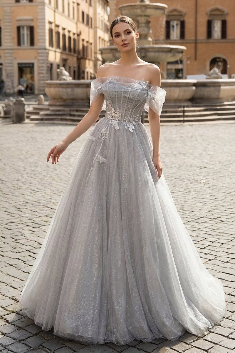 Josette Grey front view prom dress