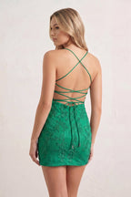 Sheath Spaghetti Straps Lace Short Homecoming Dresses