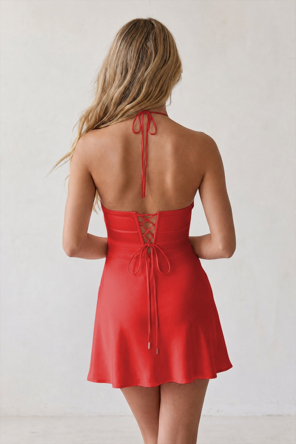 Halter Satin Sheath 3D Flower Homecoming Dress