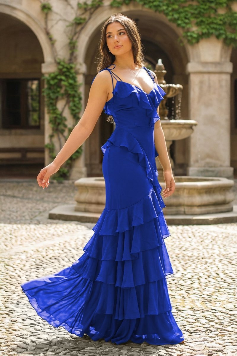 Galatea Royal Blue front view prom dress