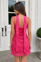 Leonora Hot Pink back view homecoming dress
