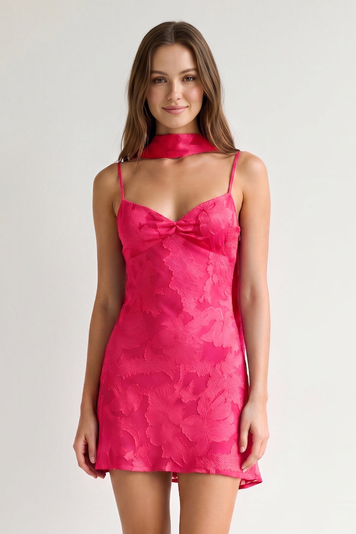 Leonora Hot Pink side view homecoming dress