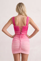 Hot Pink Off-the-Shoulder Pleated Tulle Sheath Homecoming Dress
