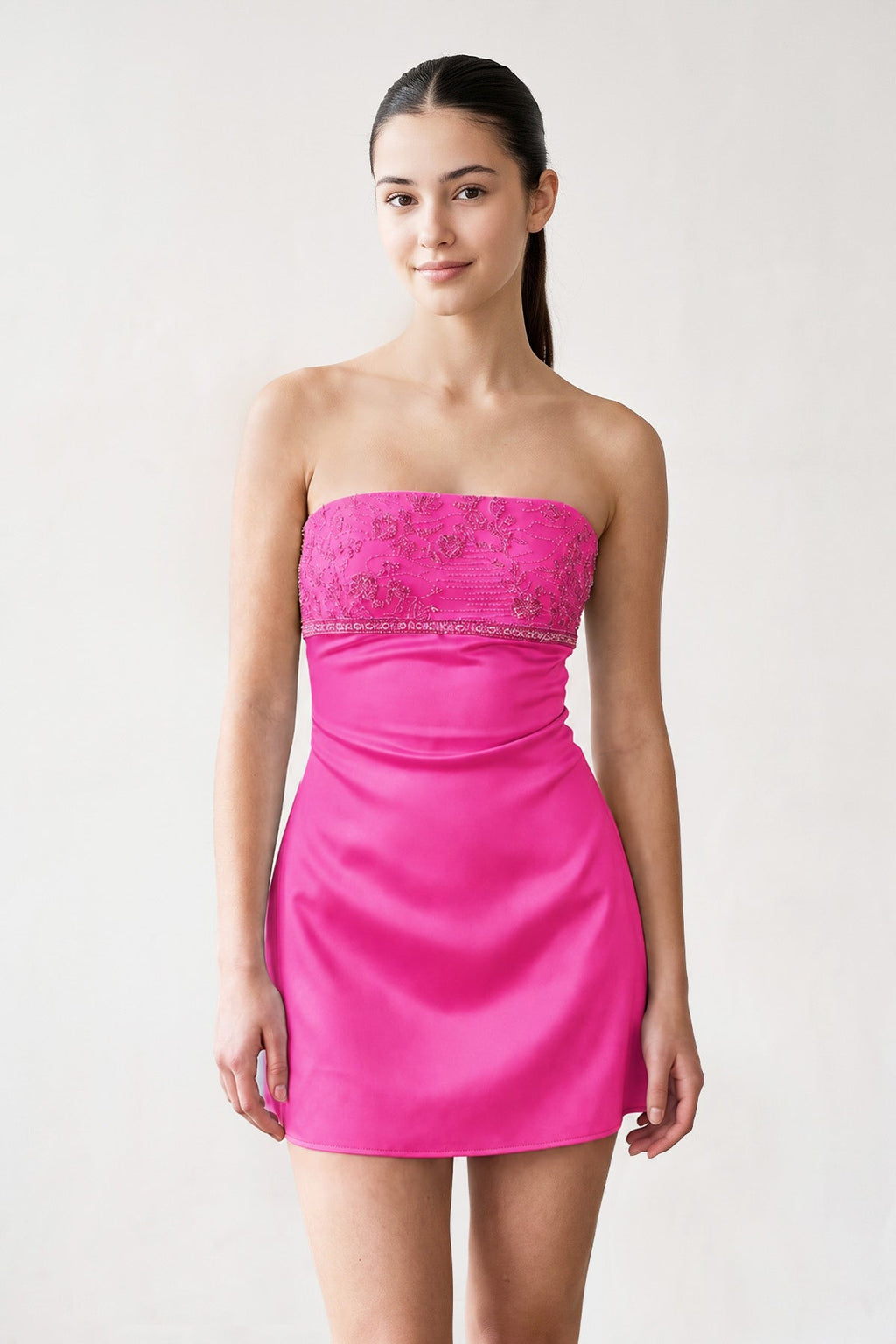 Serena Hot Pink side view homecoming dress
