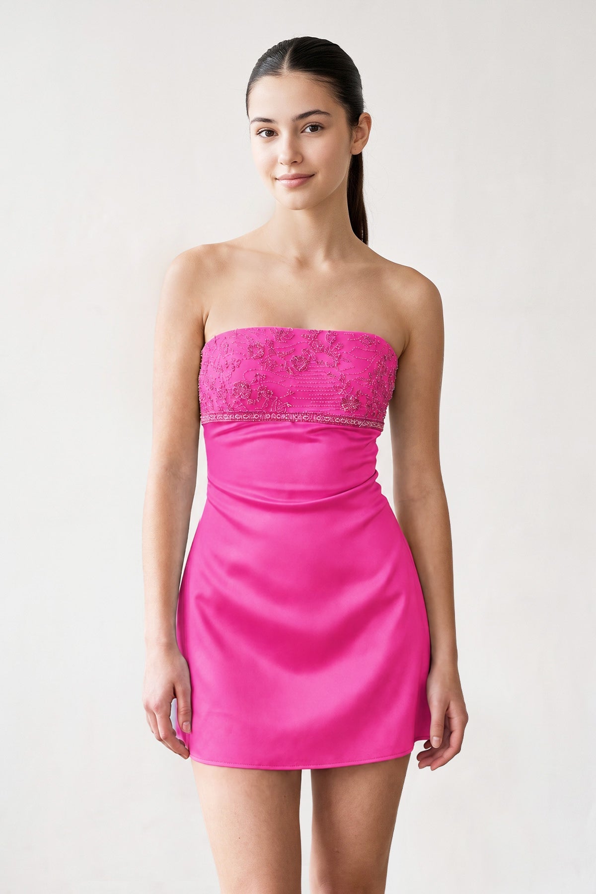 Serena Hot Pink side view homecoming dress