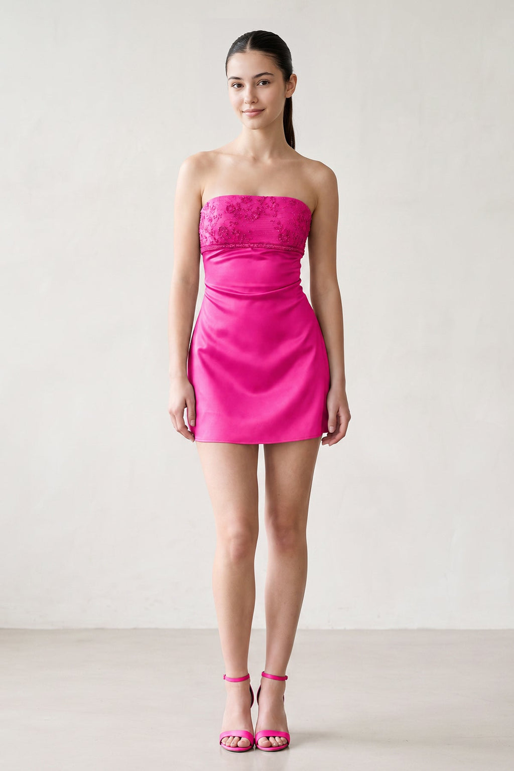 Serena Hot Pink detail 2 homecoming dress