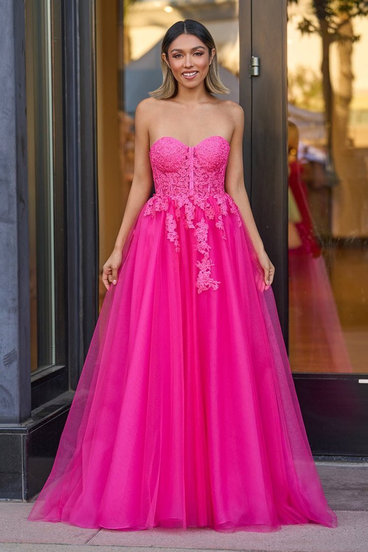 Danika Hot Pink front view prom dress