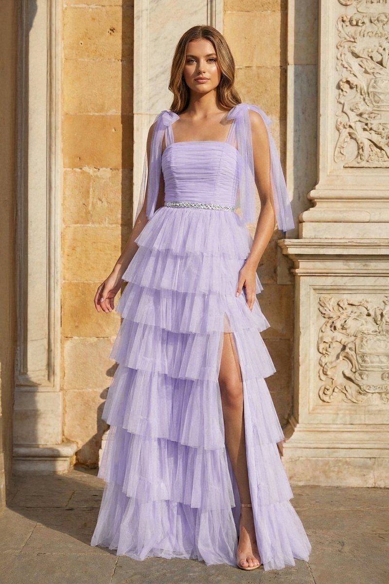 Sidonie Lavender front view prom dress
