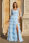 Sidonie Sky Blue front view prom dress