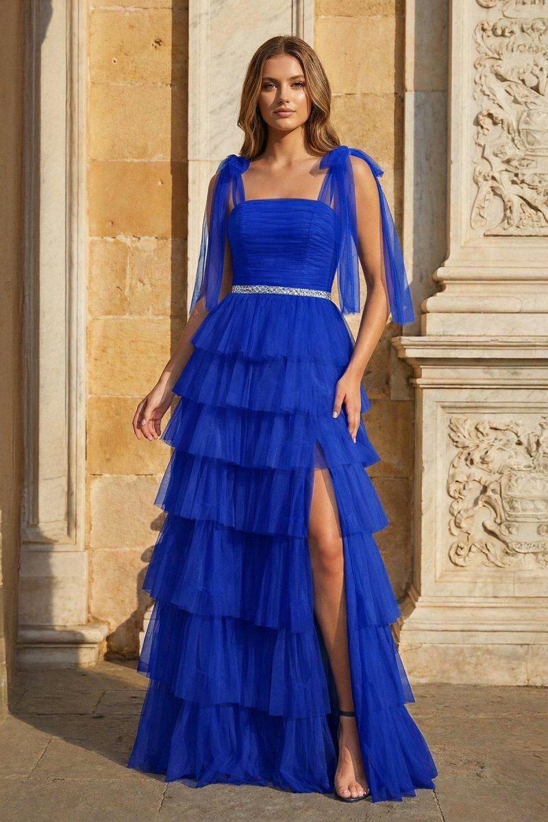 Sidonie Royal Blue front view prom dress