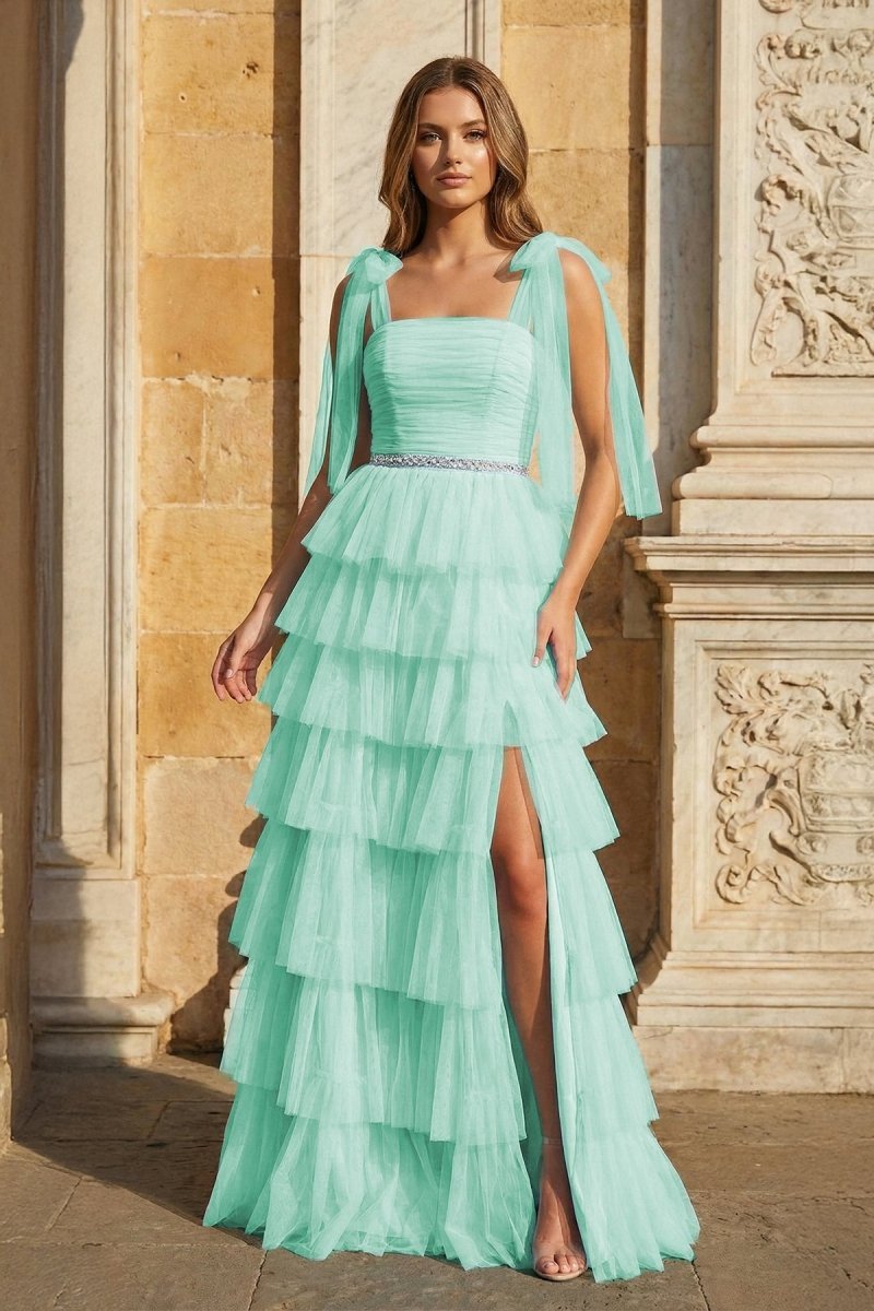 Sidonie Sage Green front view prom dress
