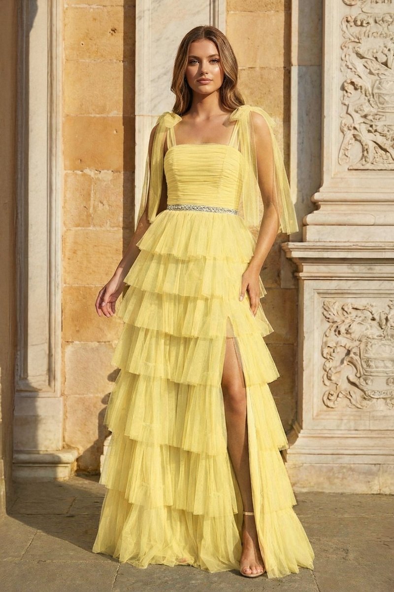 Sidonie Yellow front view prom dress