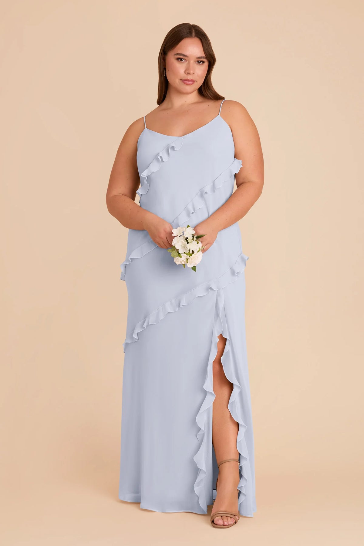 Vivienne Ice Blue front view bridesmaid dress