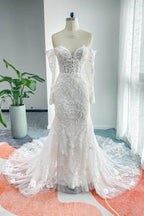 Elegant Trumpet Mermaid Chapel Train Lace Tulle Wedding Dress Wedding Dress