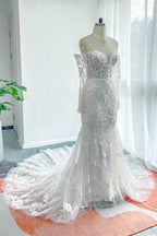 Elegant Trumpet Mermaid Chapel Train Lace Tulle Wedding Dress Wedding Dress