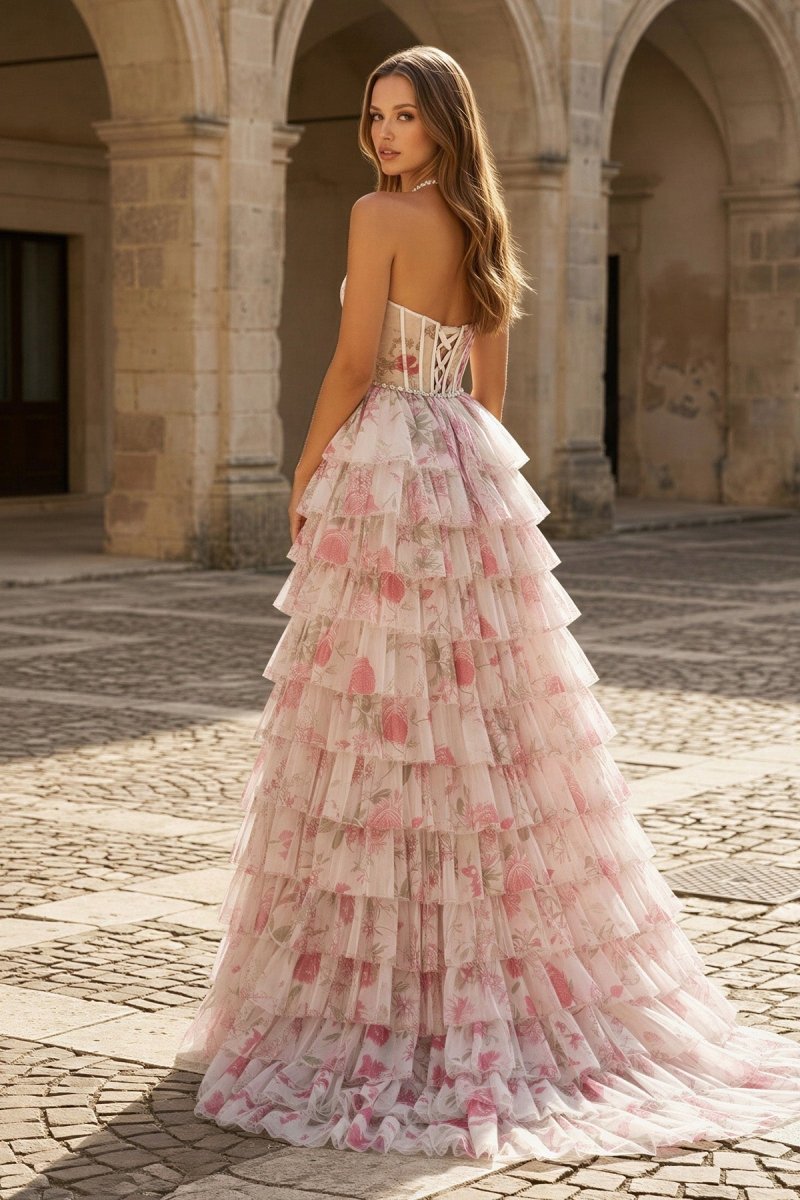 Ariadne Cove Rose Pink back view prom dress