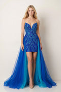Ghislaine Royal Blue front view homecoming dress