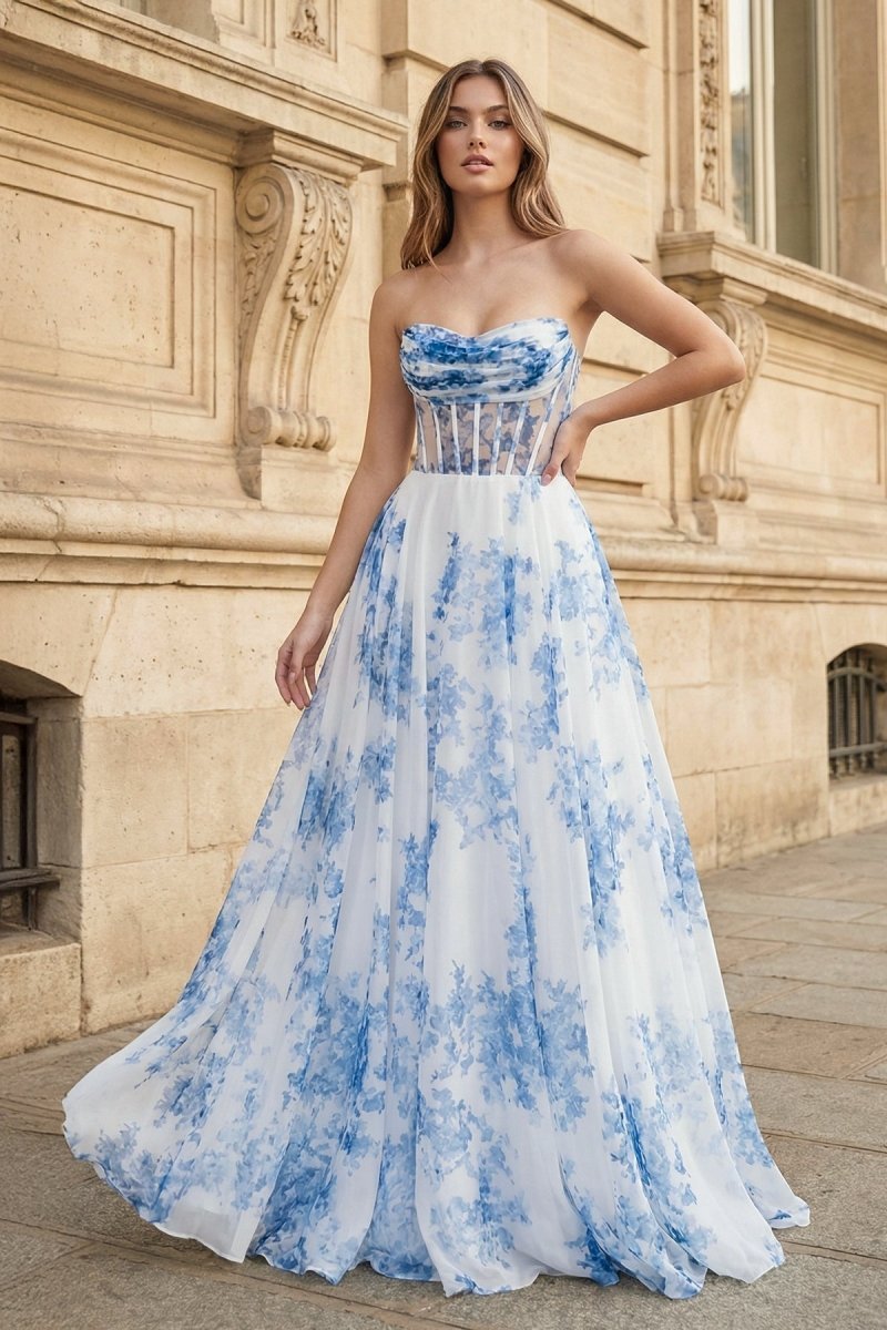 Beatrix Moon Royal Blue front view prom dress