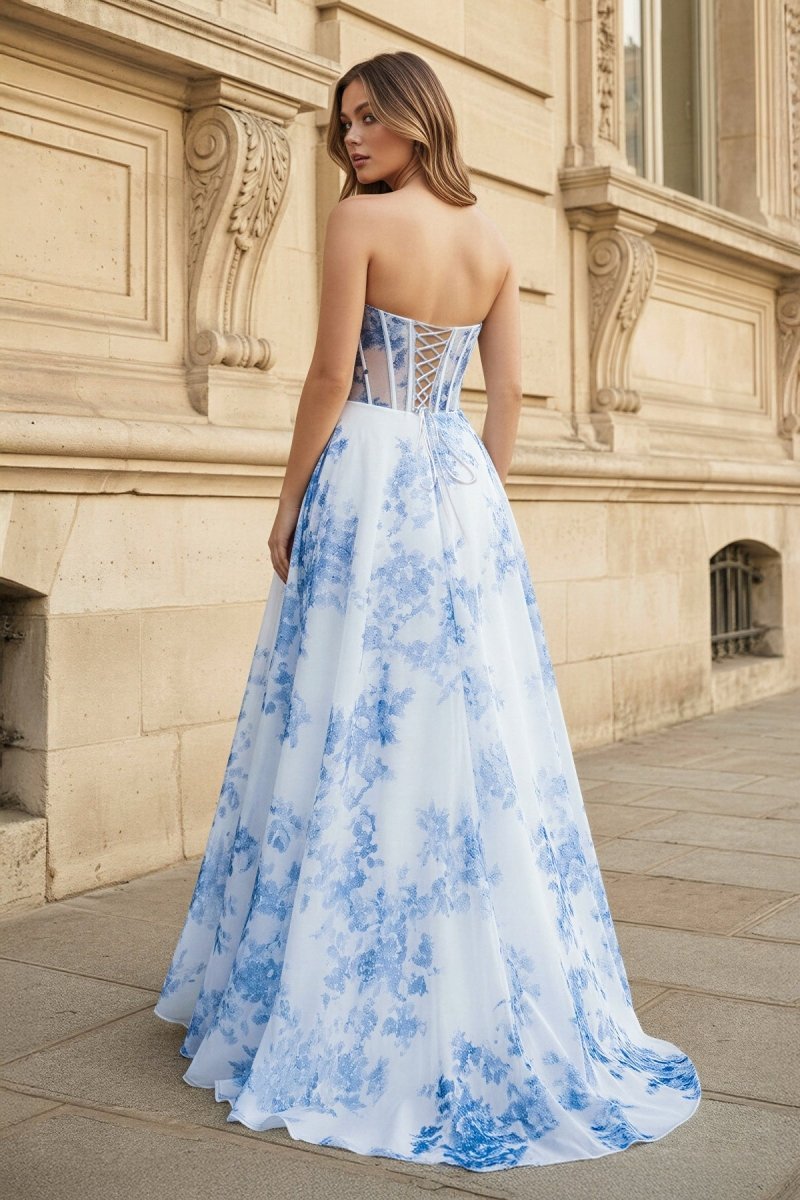 Beatrix Moon Royal Blue back view prom dress
