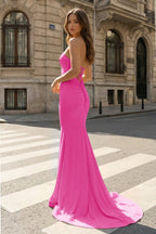 Yellow Sweetheart Mermaid Satin Long Formal Prom Gown With Cutout