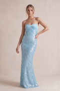 Adelina blue front view prom dress