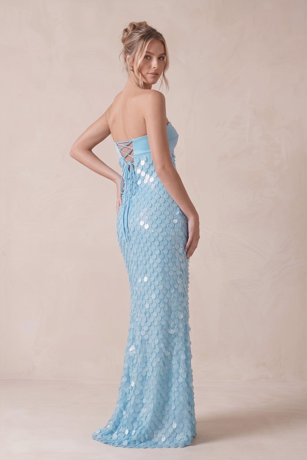 Adelina blue side view prom dress