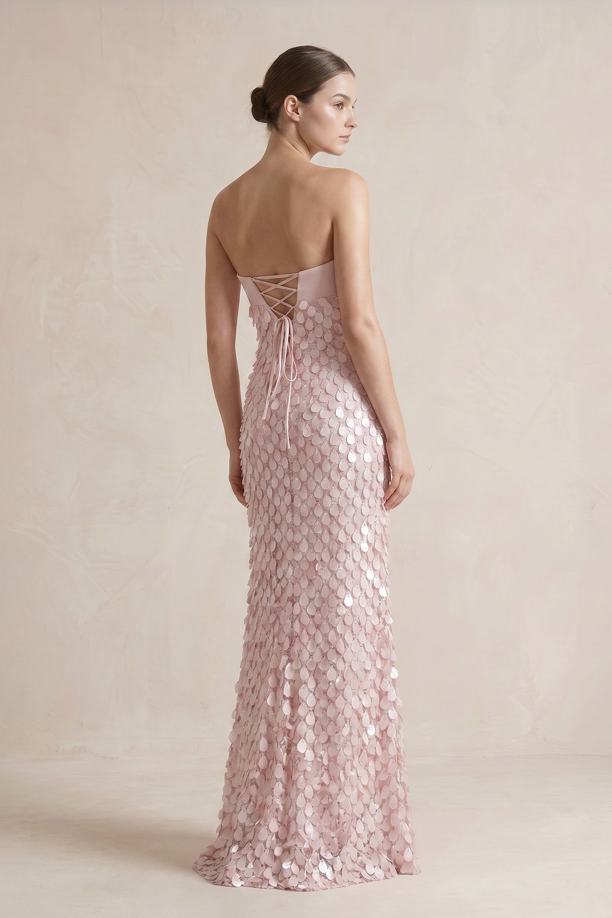 Saskia Moon Rose Pink back view prom dress