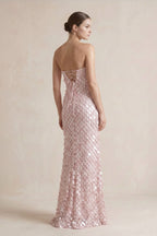 Guinevere Pink back view evening dress
