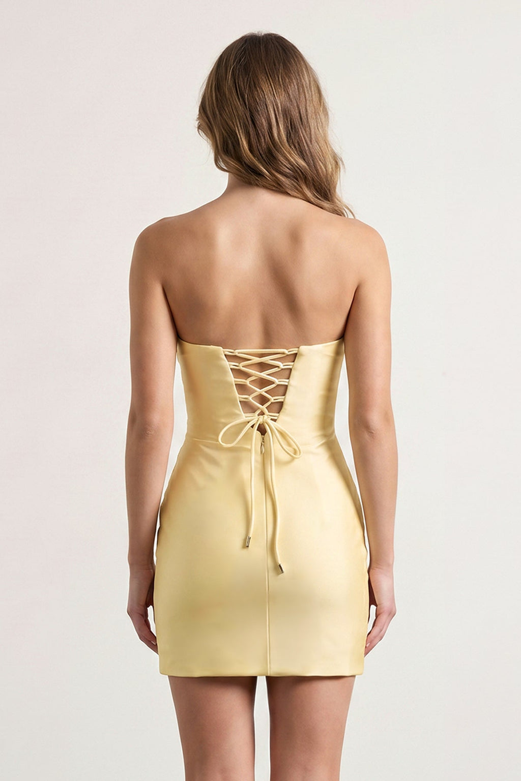 Yellow Sweetheart Sheath Short Homecoming Dresses With Keyhole