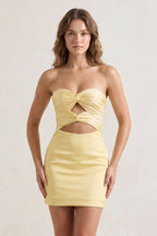 Yellow Sweetheart Sheath Short Homecoming Dresses With Keyhole